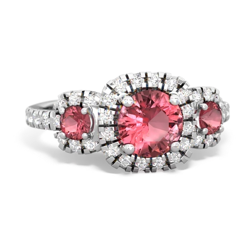 pink sapphire-amethyst three stone regal ring
