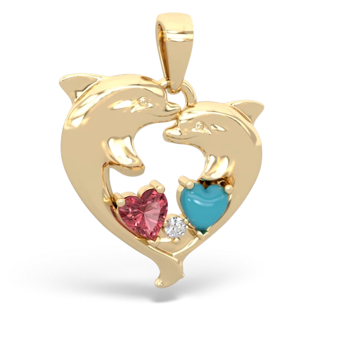 tourmaline-turquoise dolphins pendant