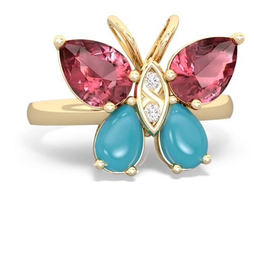 tourmaline-turquoise butterfly ring