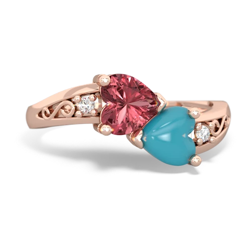 tourmaline-turquoise filligree ring