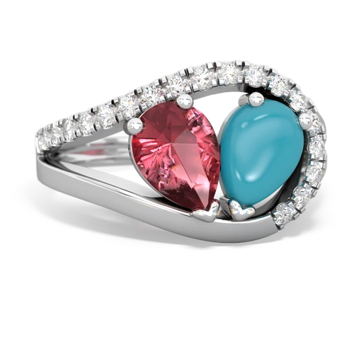 tourmaline-turquoise pave heart ring