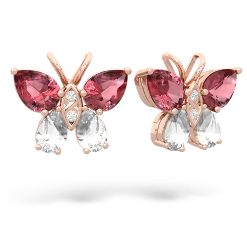 tourmaline-white topaz butterfly earrings