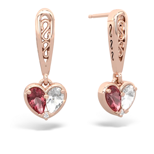 tourmaline-white topaz filligree earrings