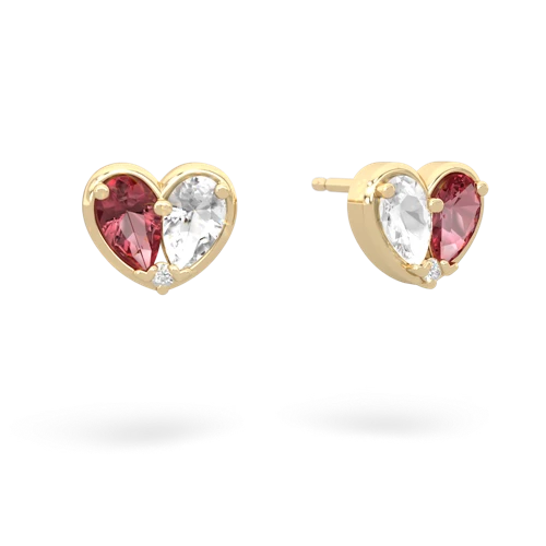tourmaline-white topaz one heart earrings