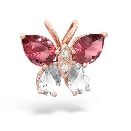 tourmaline-white topaz butterfly pendant