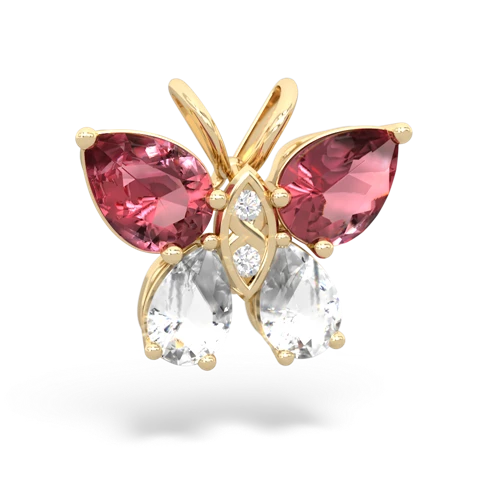 tourmaline-white topaz butterfly pendant