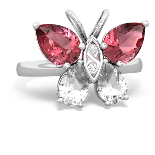 tourmaline-white topaz butterfly ring