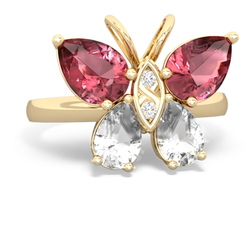 tourmaline-white topaz butterfly ring