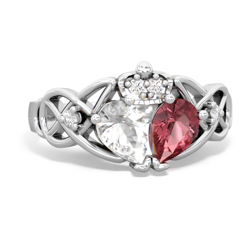 tourmaline-white topaz claddagh ring