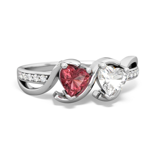 tourmaline-white topaz double heart ring