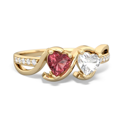 tourmaline-white topaz double heart ring