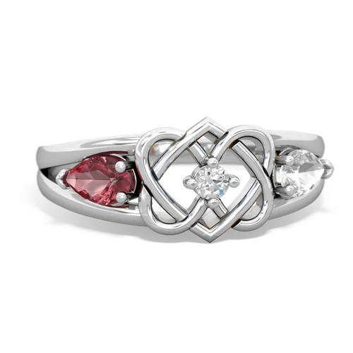 tourmaline-white topaz double heart ring