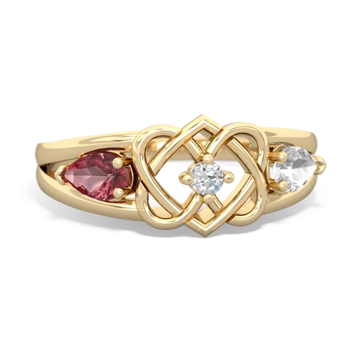 tourmaline-white topaz double heart ring