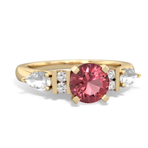 Pink Tourmaline Genuine Pink Tourmaline with Genuine White Topaz and Genuine Aquamarine Engagement ring Ring