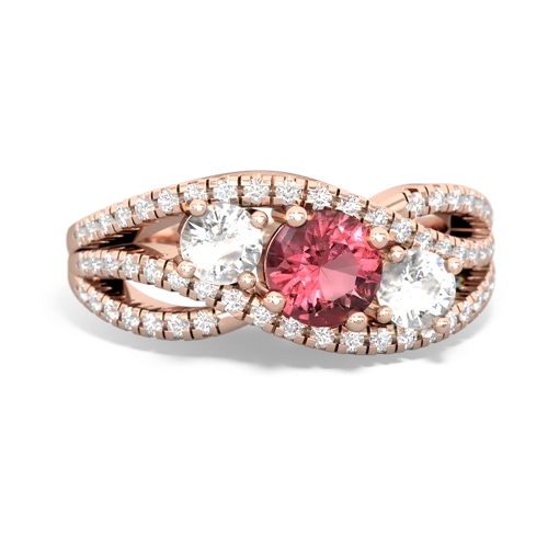 tourmaline-white topaz three stone pave ring