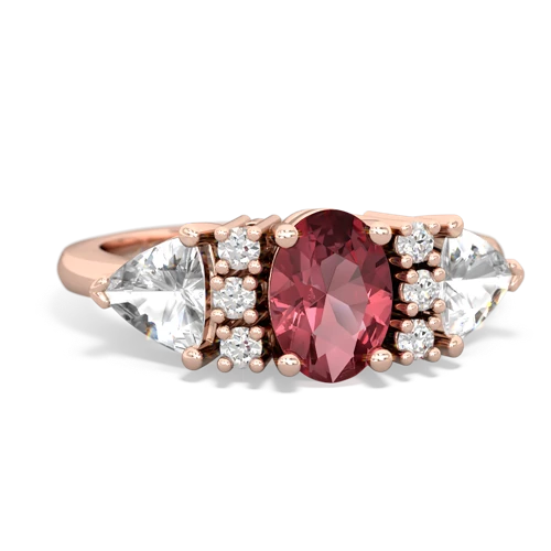 Pink Tourmaline Genuine Pink Tourmaline with Genuine White Topaz and Genuine Sapphire Antique Style Three Stone ring Ring
