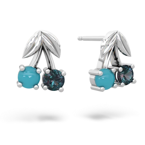 turquoise-alexandrite cherries earrings