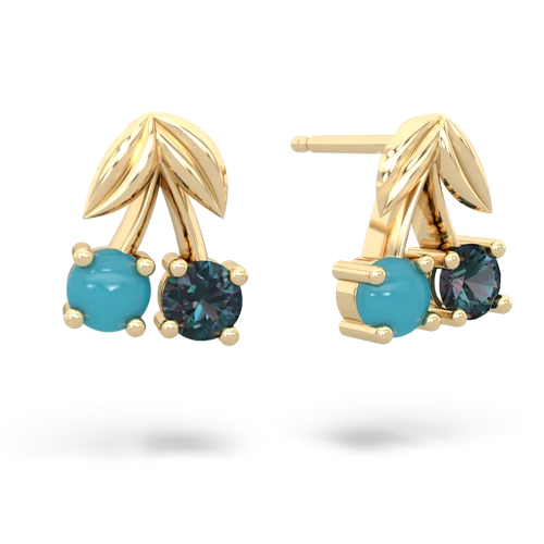 turquoise-alexandrite cherries earrings