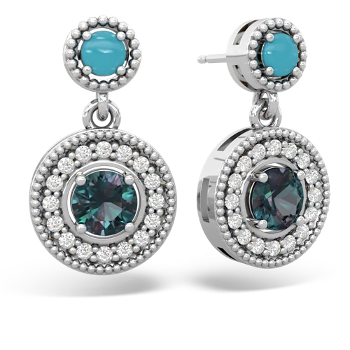 turquoise-alexandrite halo earrings