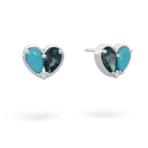 turquoise-alexandrite one heart earrings