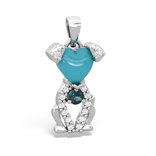 turquoise-alexandrite birthstone puppy pendant