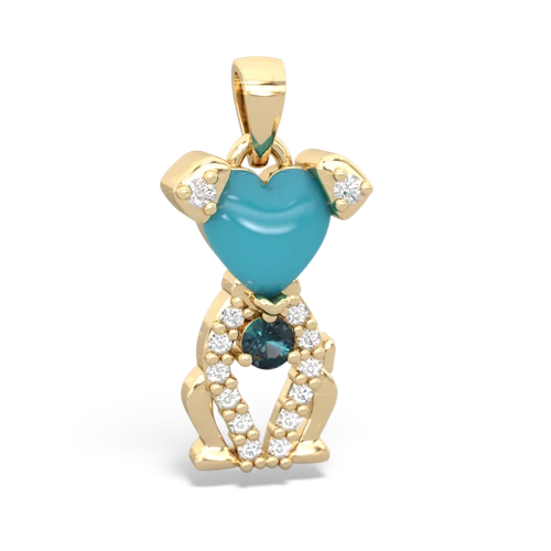 turquoise-alexandrite birthstone puppy pendant