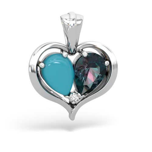 turquoise-alexandrite half heart whole pendant