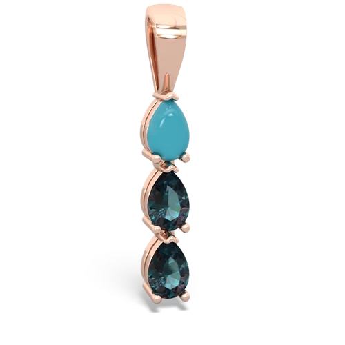 turquoise-alexandrite three stone pendant