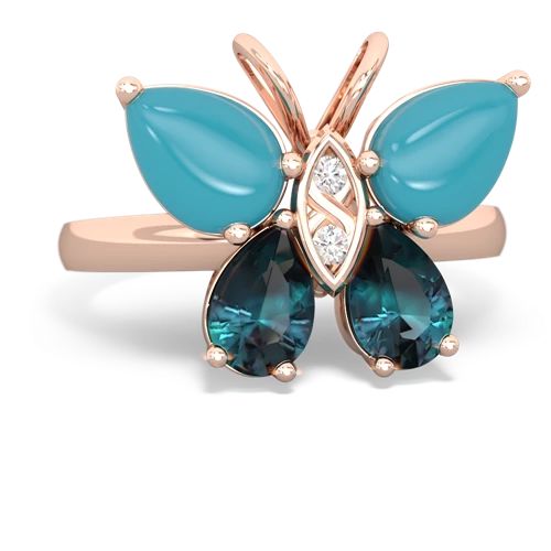 turquoise-alexandrite butterfly ring