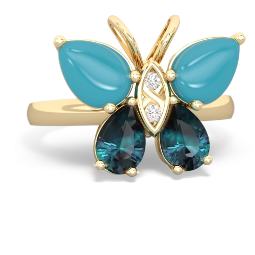 turquoise-alexandrite butterfly ring