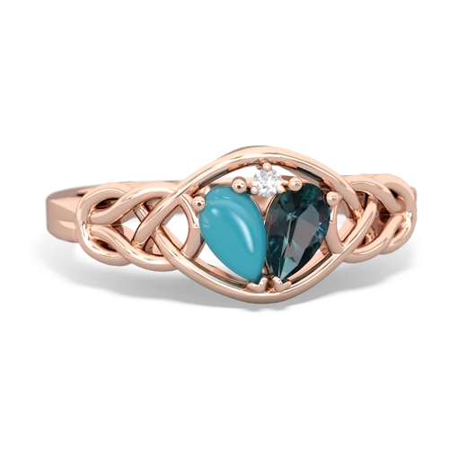 turquoise-alexandrite celtic knot ring