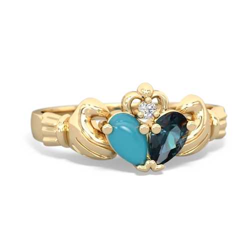 turquoise-alexandrite claddagh ring