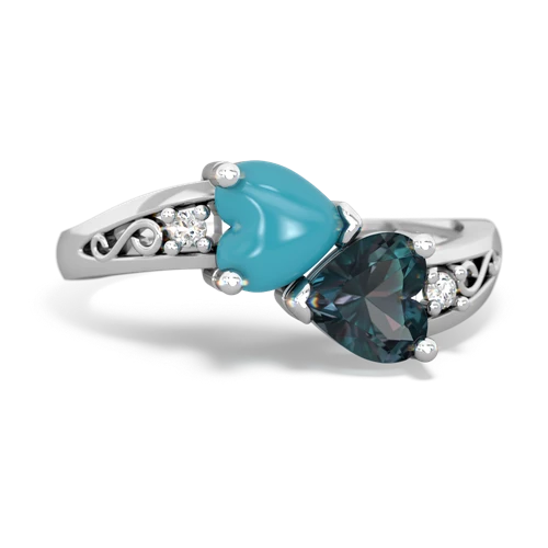 turquoise-alexandrite filligree ring