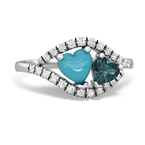 turquoise-alexandrite mother child ring