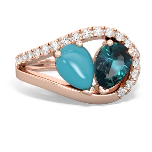 turquoise-alexandrite pave heart ring