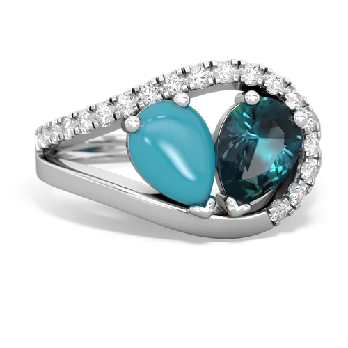turquoise-alexandrite pave heart ring