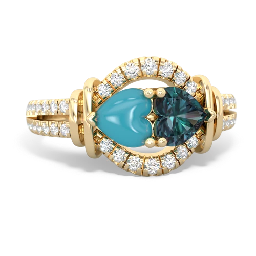 turquoise-alexandrite pave keepsake ring