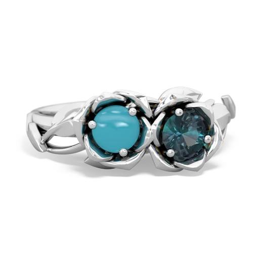 turquoise-alexandrite roses ring