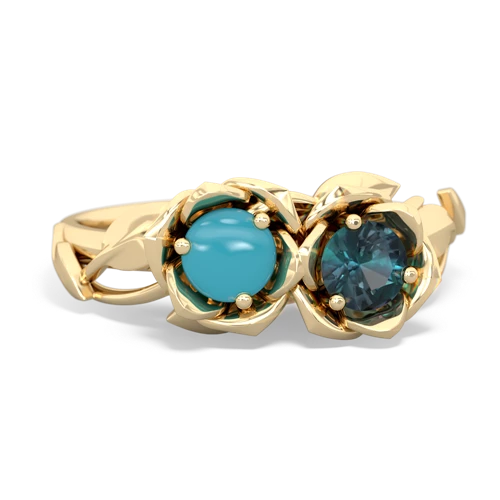 turquoise-alexandrite roses ring