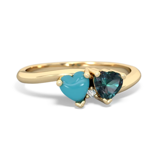turquoise-alexandrite sweethearts promise ring