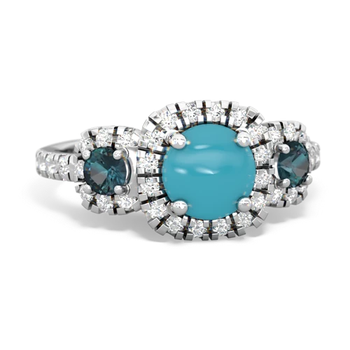 turquoise-alexandrite three stone regal ring