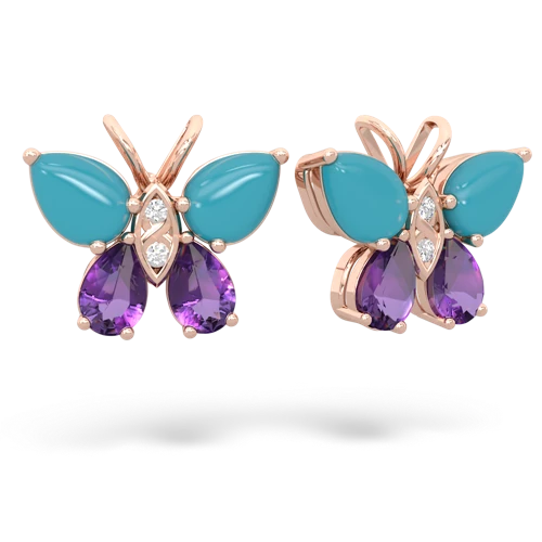 turquoise-amethyst butterfly earrings