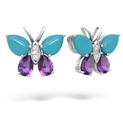 turquoise-amethyst butterfly earrings