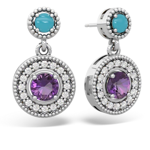 turquoise-amethyst halo earrings