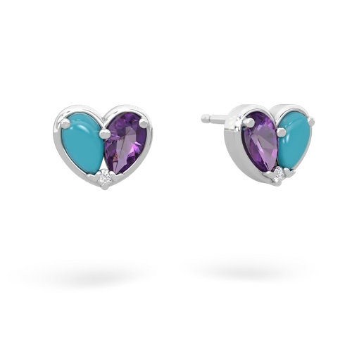turquoise-amethyst one heart earrings