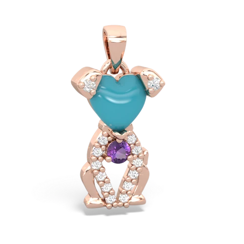 turquoise-amethyst birthstone puppy pendant