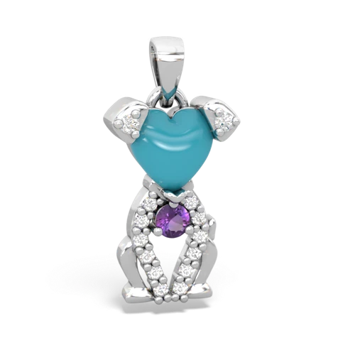 turquoise-amethyst birthstone puppy pendant