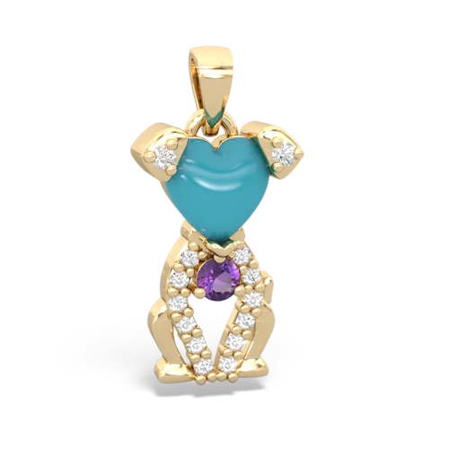 turquoise-amethyst birthstone puppy pendant