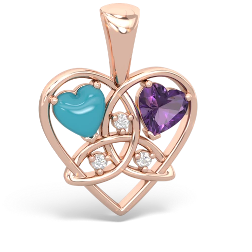 turquoise-amethyst celtic heart pendant