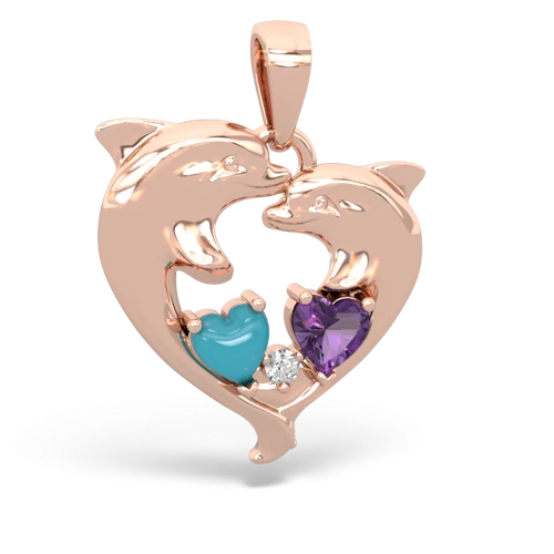 turquoise-amethyst dolphins pendant